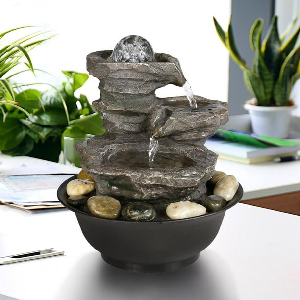 Zen Water Fountain Electric Tabletop Shelf Meditation Calming Waterfall Rocks